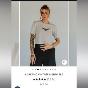 Gray Ribbed Tee with Eagle Design